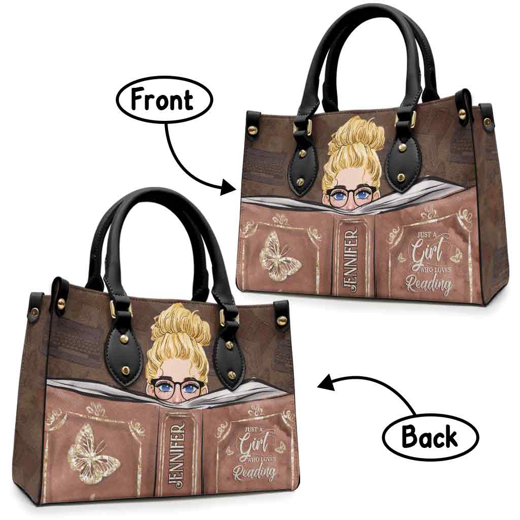 Just A Girl Who Loves Reading - Personalized Book Leather Handbag