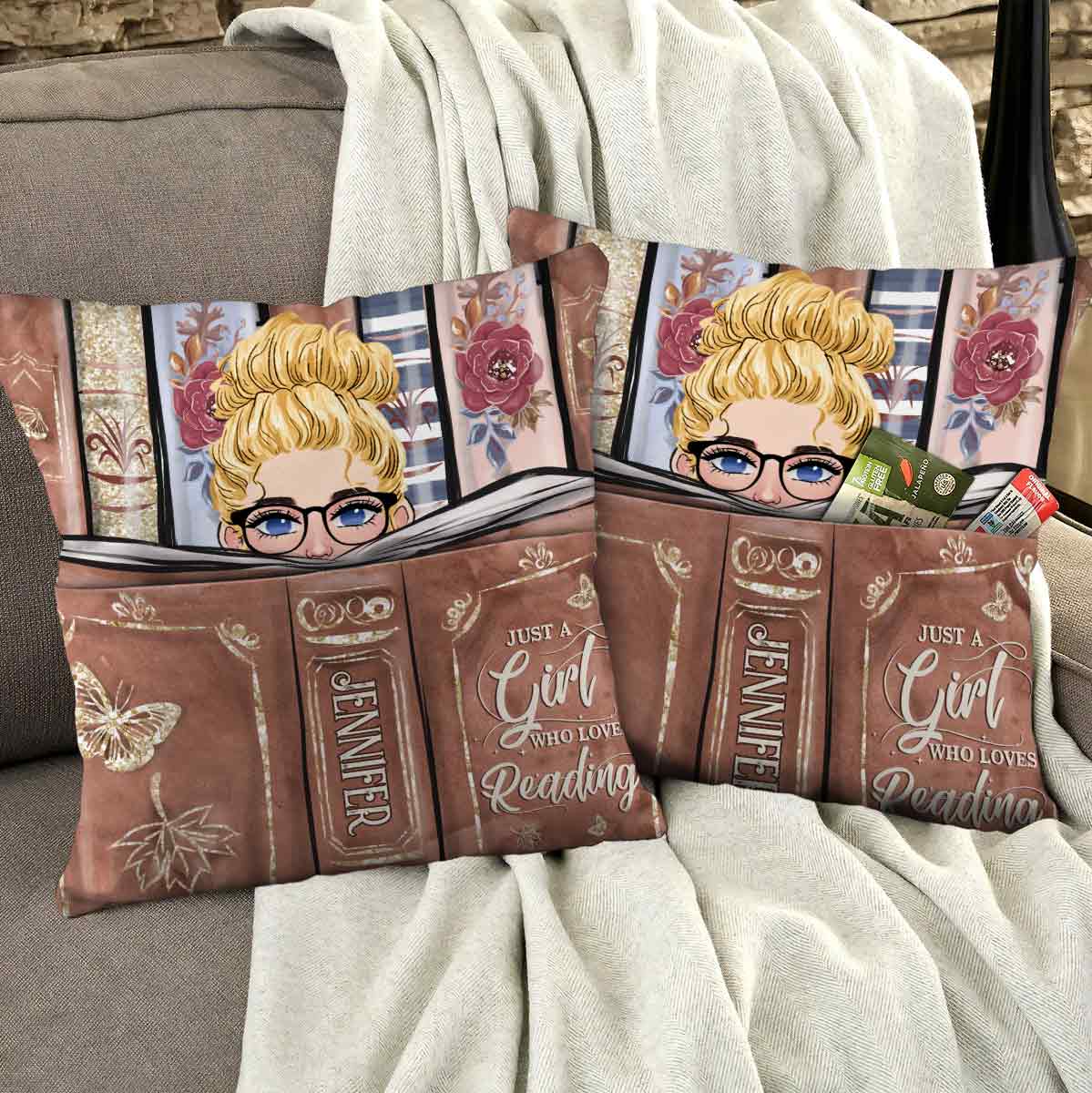 Just A Girl Who Loves Reading - Personalized Book Pocket Pillow