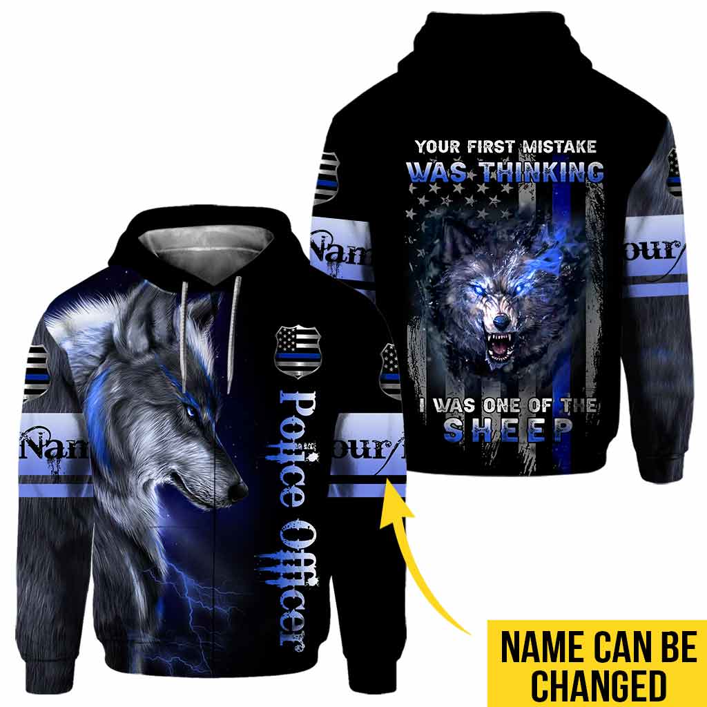 Your First Mistake Was Thinking I Was One Of The Sheep - Personalized Police Officer All Over T-shirt and Hoodie