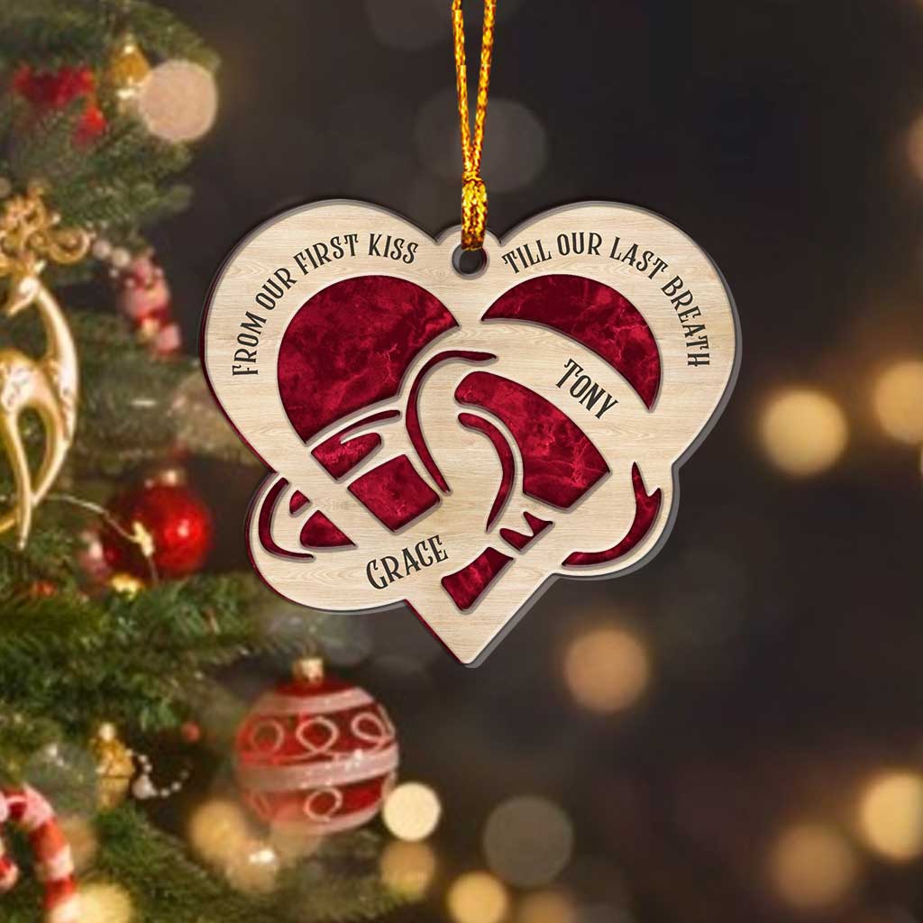 From Our First Kiss - Personalized Christmas Couple Layers Mix Ornament