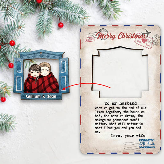 When We Get To The End - Personalized Christmas Couple Wooden Card Pop Out Ornament