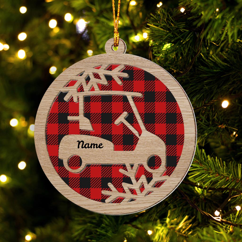 Golfwagen – Personalisierter Weihnachtsschmuck aus mehrschichtigem Holz