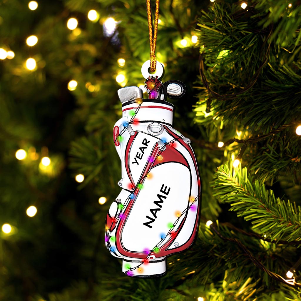 Golf Bag - Personalized Christmas Golf Ornament (Printed On Both Sides)