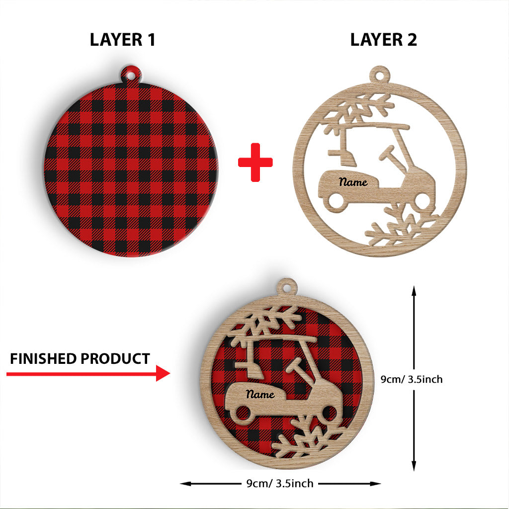 Golfwagen – Personalisierter Weihnachtsschmuck aus mehrschichtigem Holz