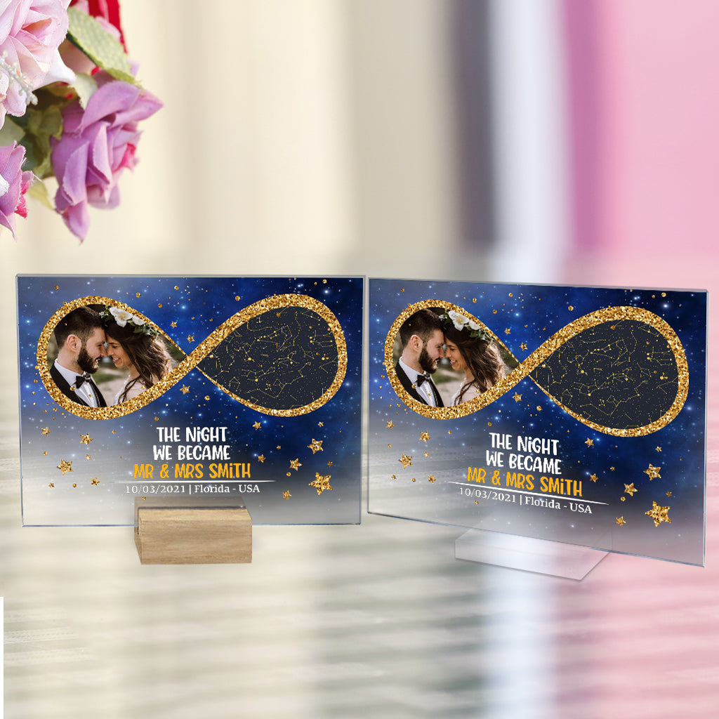 The Night We Became Mr And Mrs - Personalized Couple Transparent Acrylic Plaque