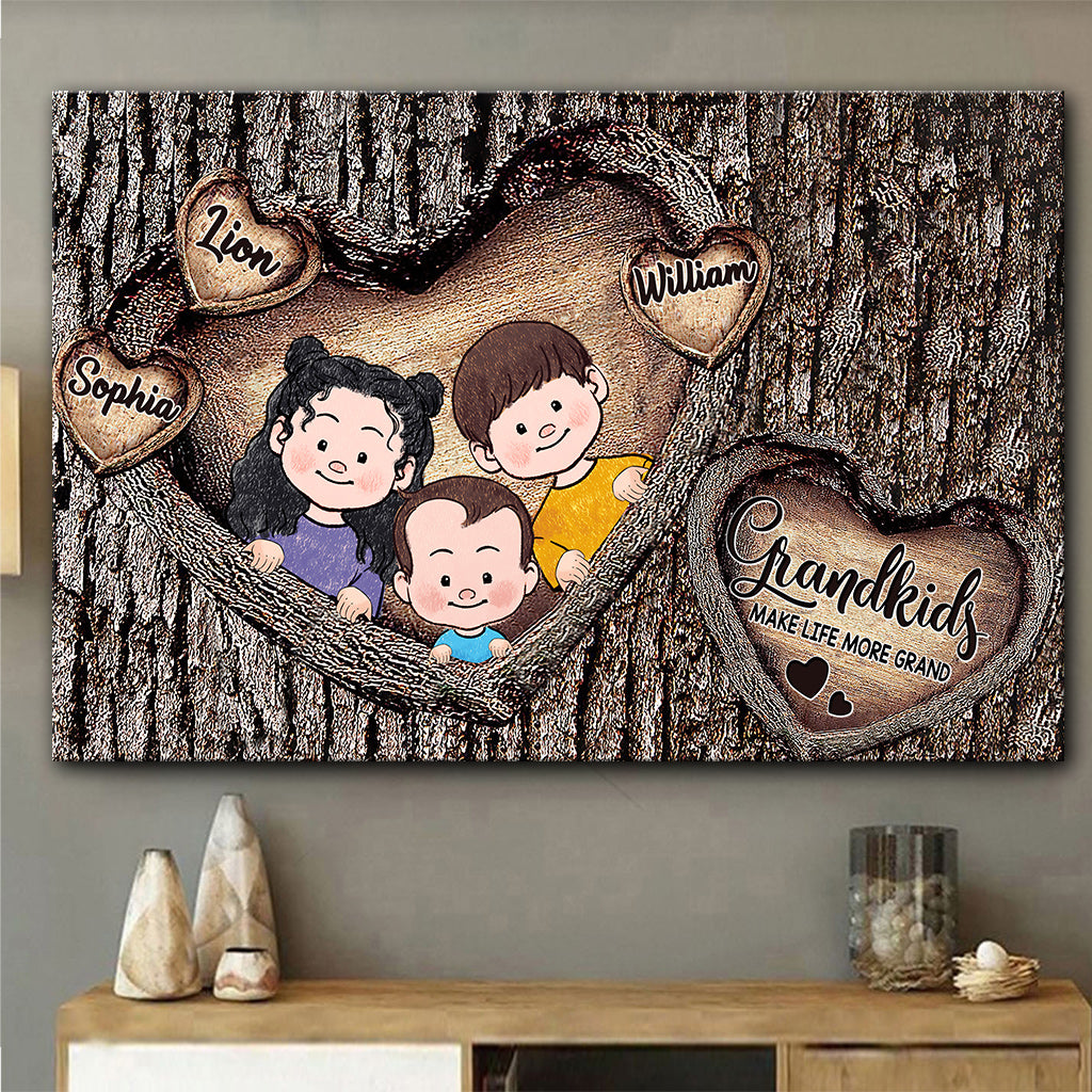 Les petits-enfants rendent la vie plus belle - Toile et affiche personnalisées pour grand-mère