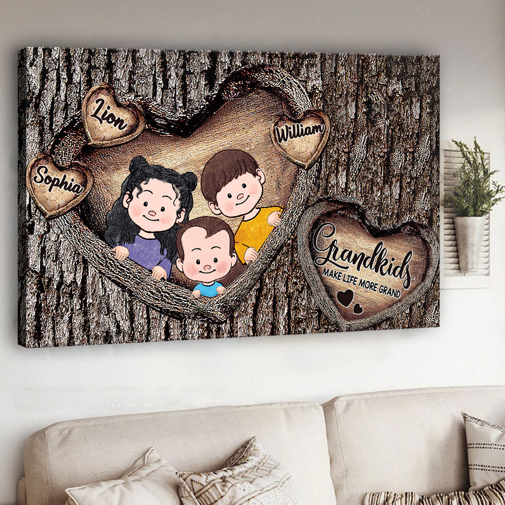 Les petits-enfants rendent la vie plus belle - Toile et affiche personnalisées pour grand-mère