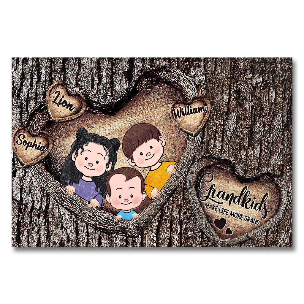 Les petits-enfants rendent la vie plus belle - Toile et affiche personnalisées pour grand-mère