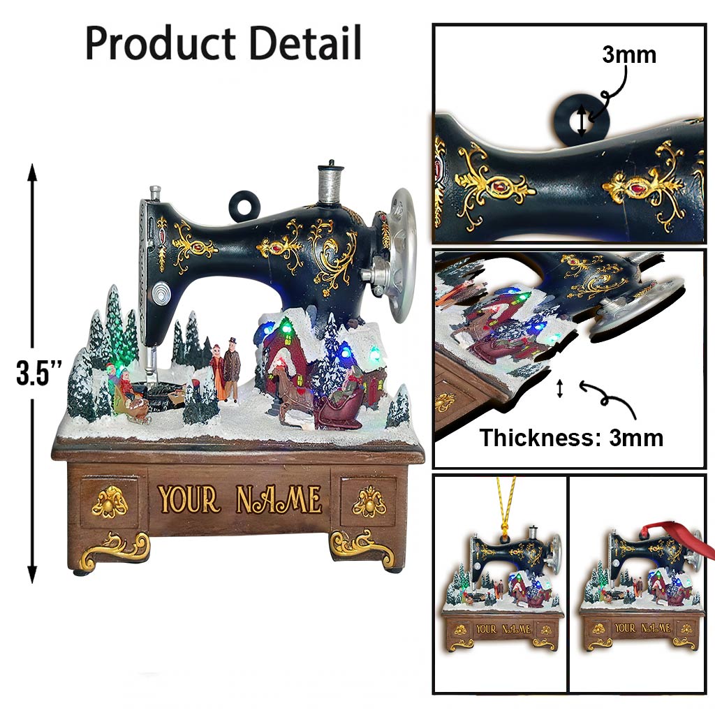 Sewing Machine Collection - Personalized Christmas Sewing Ornament (Printed On Both Sides)