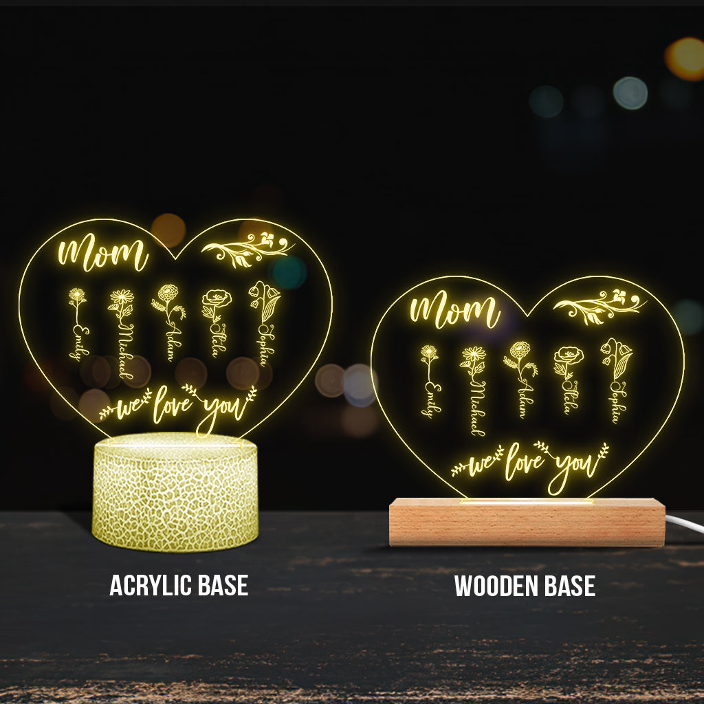 Mom’s Garden - Gift for grandma, mom, aunt, grandpa - Personalized Shaped Plaque Light Base