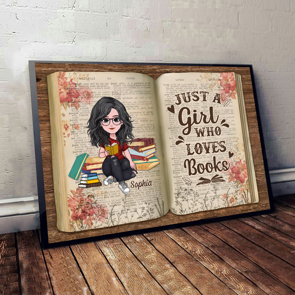 Just A Girl Who Loves Books - Personalized Book Canvas And Poster