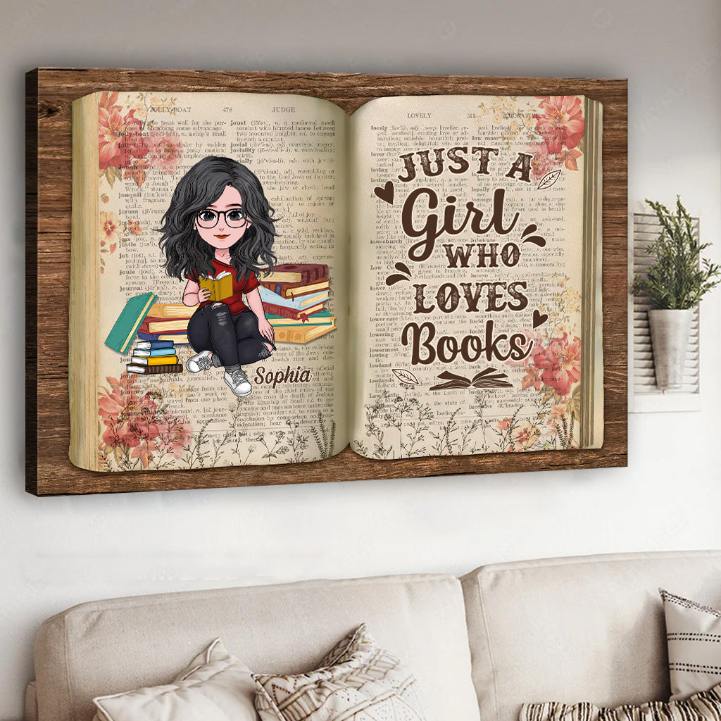 Just A Girl Who Loves Books - Personalized Book Canvas And Poster