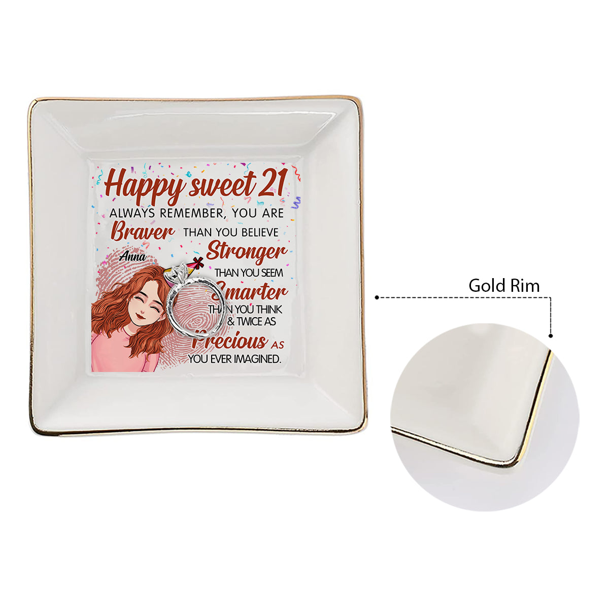 Happy Birthday - Personalized Bestie Jewelry Dish