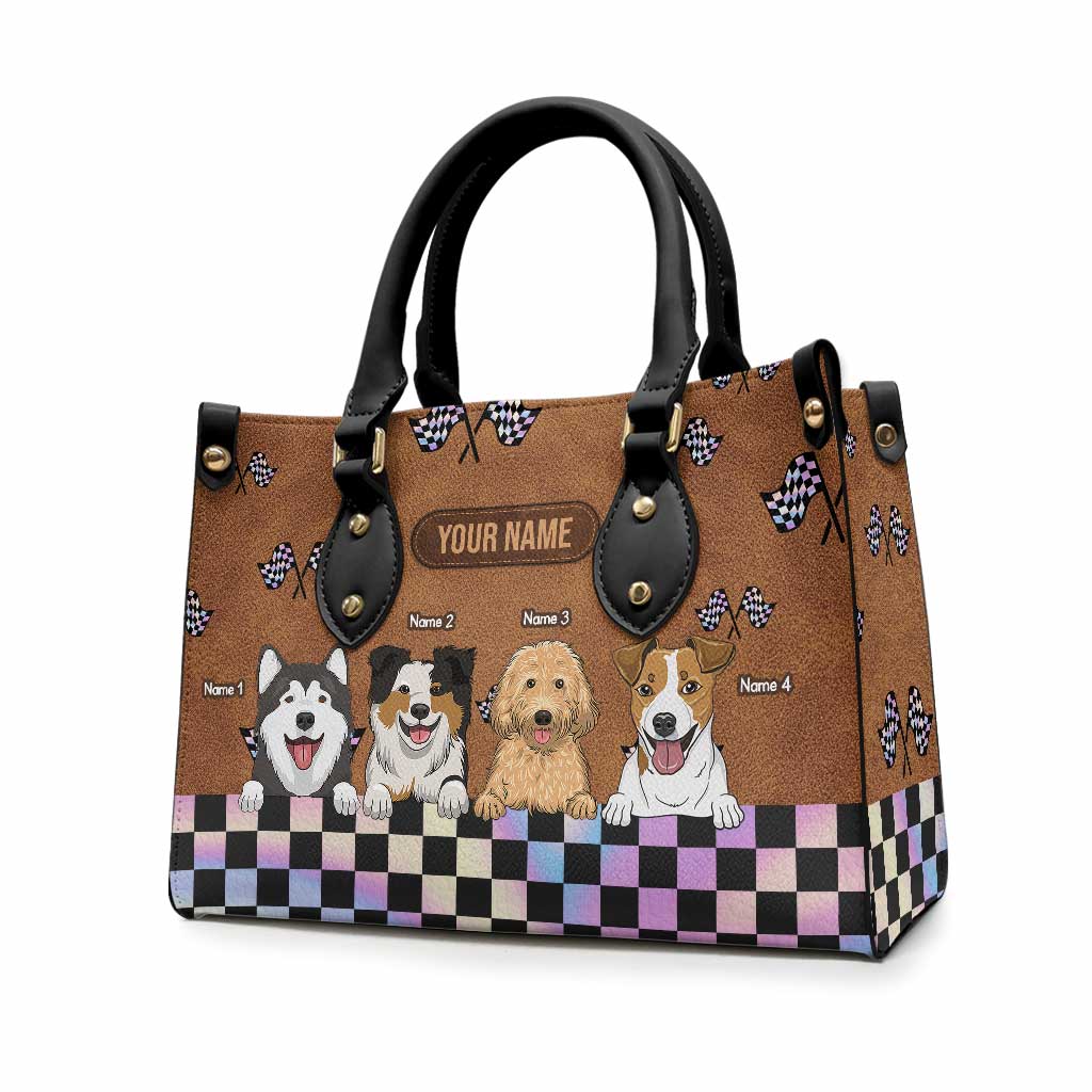 Racing Girls And Her Dogs - Personalisierte Rennlederhandtasche