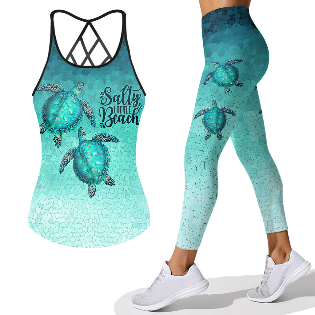 Salty Lil's Beach Turtle Cross Tank Top and Leggings