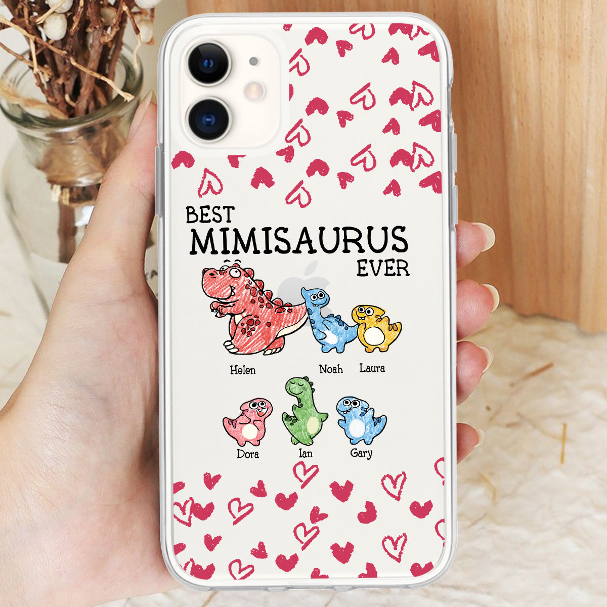 Best Mimisaurus Ever - Gift for grandma, grandpa, dad, mom, aunt, uncle - Personalized Clear Phone Case