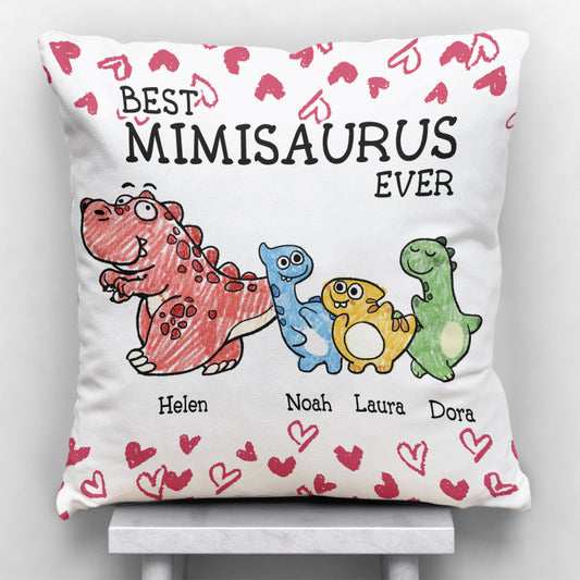 Le meilleur Mimisaurus de tous les temps - Cadeau pour grand-mère, maman, tante - Coussin décoratif personnalisé