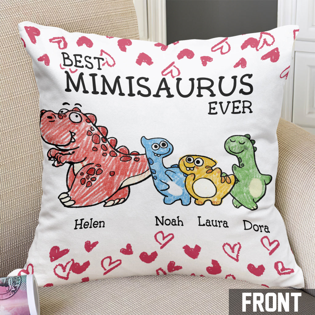 Der beste Mimisaurus aller Zeiten – Geschenk für Oma, Mama, Tante – Personalisiertes Dekokissen