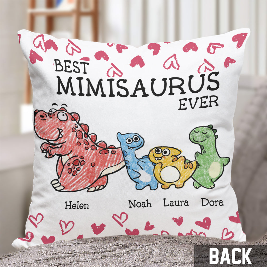 Der beste Mimisaurus aller Zeiten – Geschenk für Oma, Mama, Tante – Personalisiertes Dekokissen