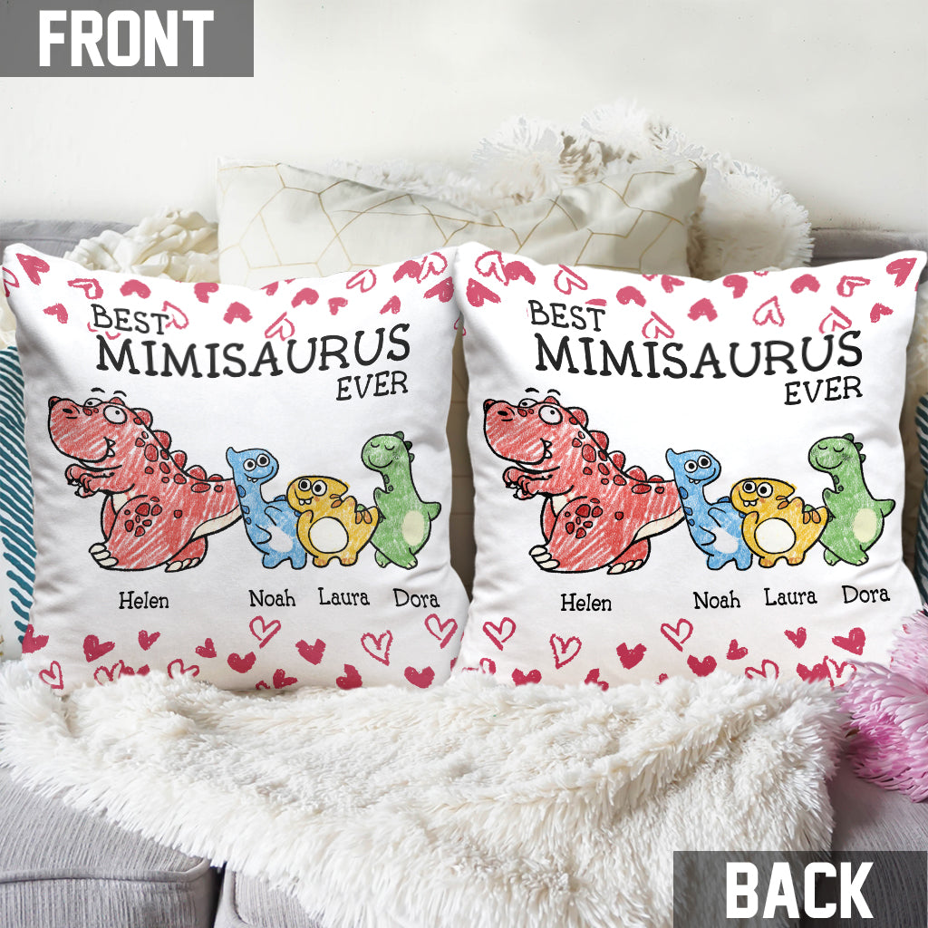 Der beste Mimisaurus aller Zeiten – Geschenk für Oma, Mama, Tante – Personalisiertes Dekokissen