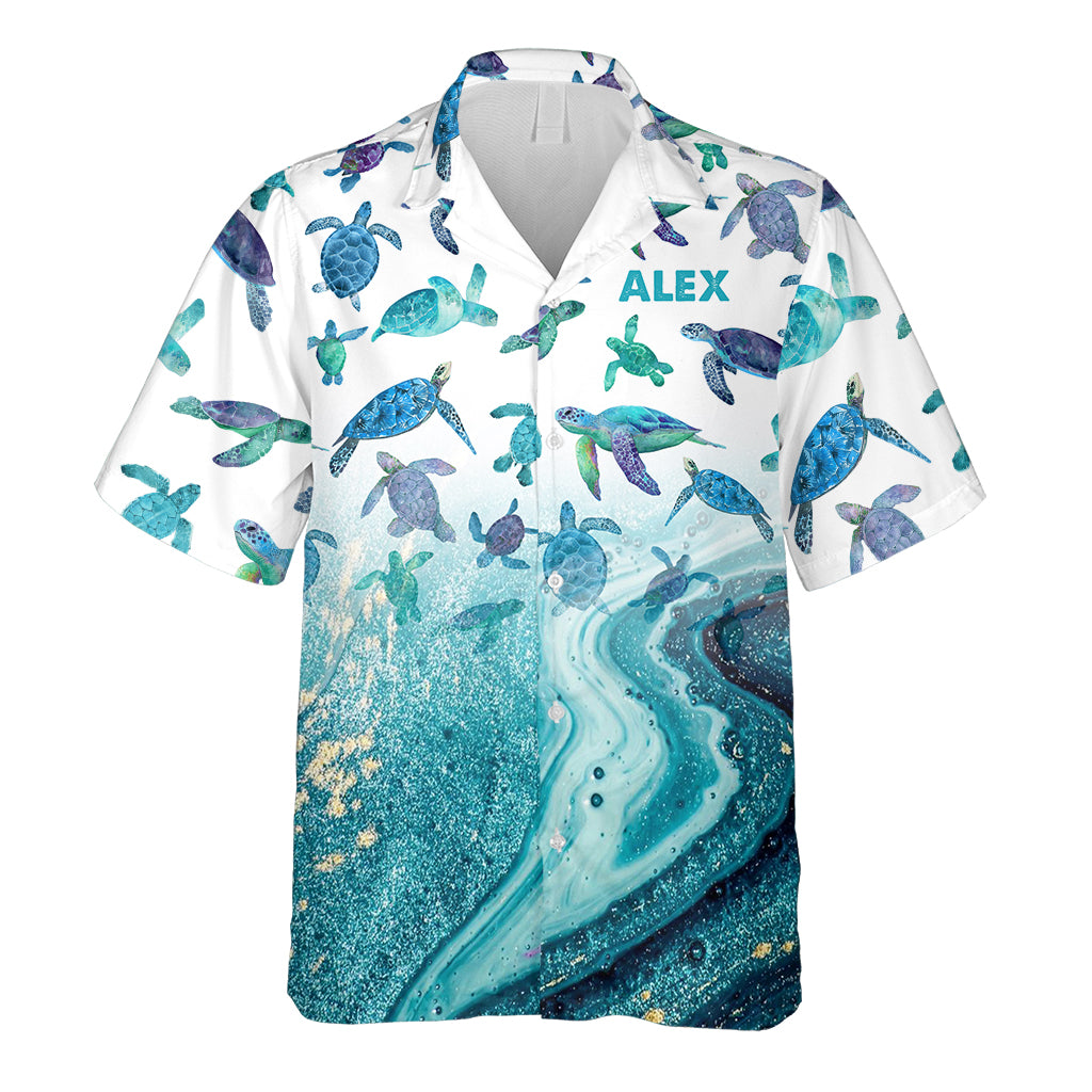 Turtle Lovers Sear Lovers - Personalized Turtle Hawaiian Shirt