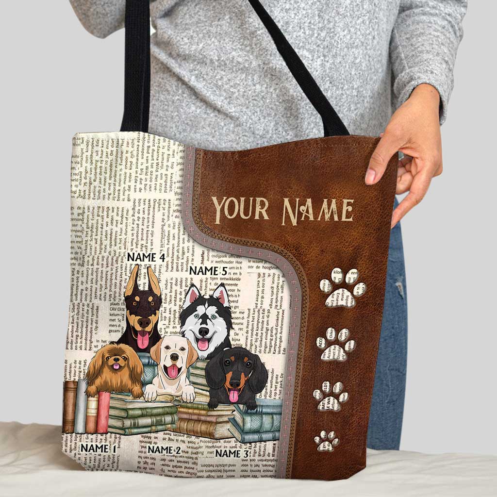 Wagging Tails, Wet Noses And Books - Personalized Book Tote Bag