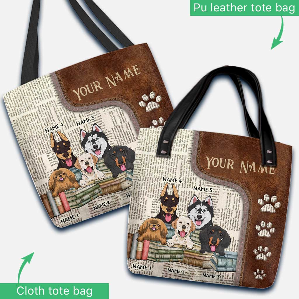 Wagging Tails, Wet Noses And Books - Personalized Book Tote Bag