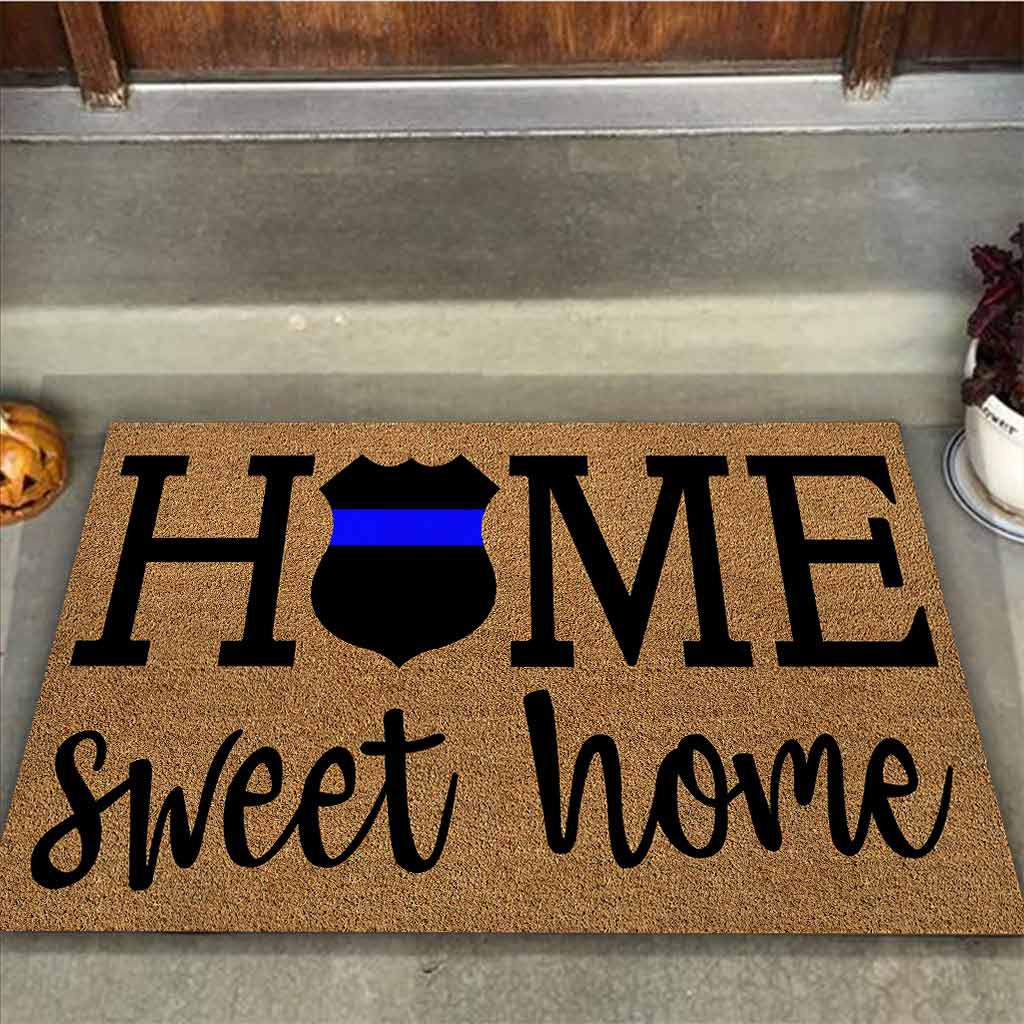 Home Sweet Home - Police Coir Pattern Print Doormat