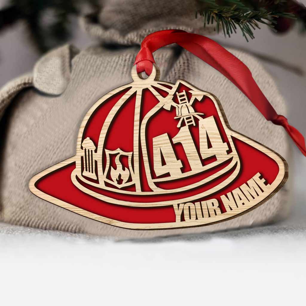 Feuerwehrhelm – Personalisierter Weihnachtsschmuck aus Holz