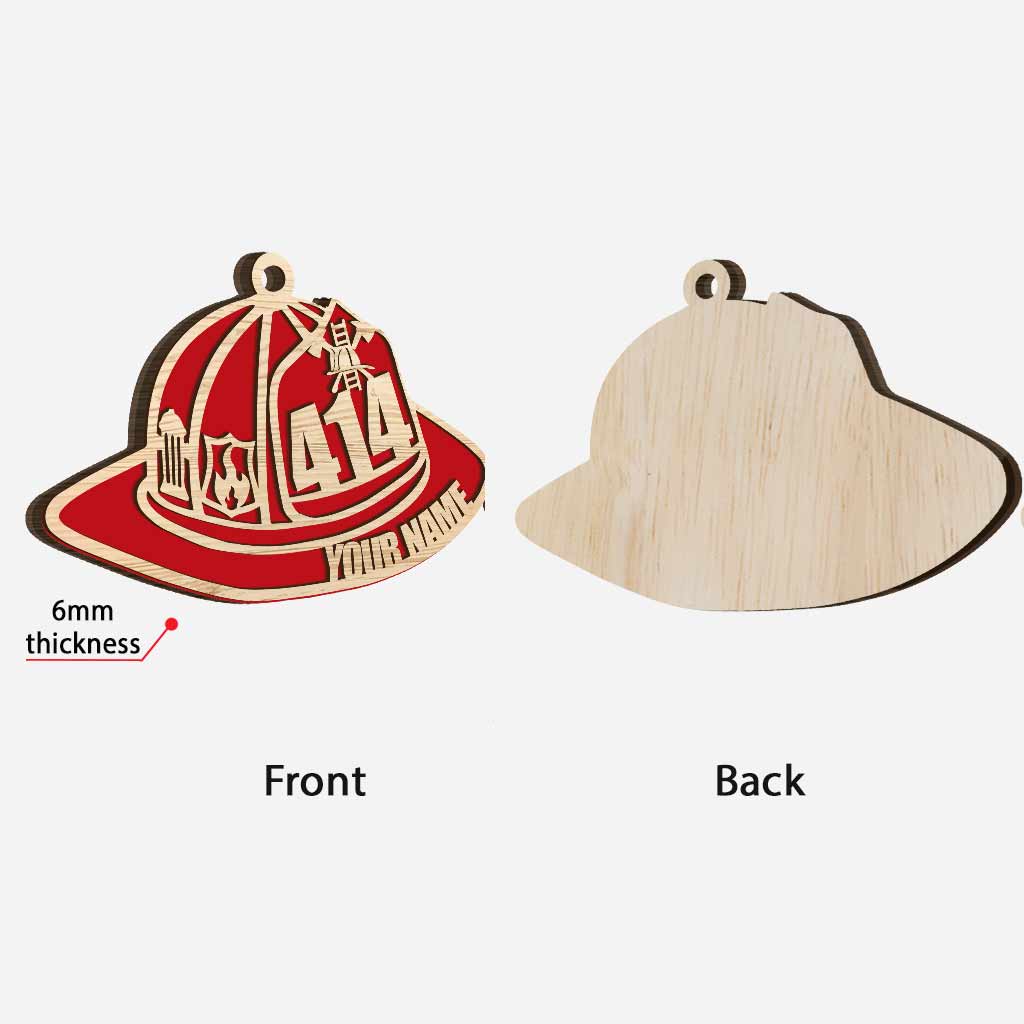 Feuerwehrhelm – Personalisierter Weihnachtsschmuck aus Holz