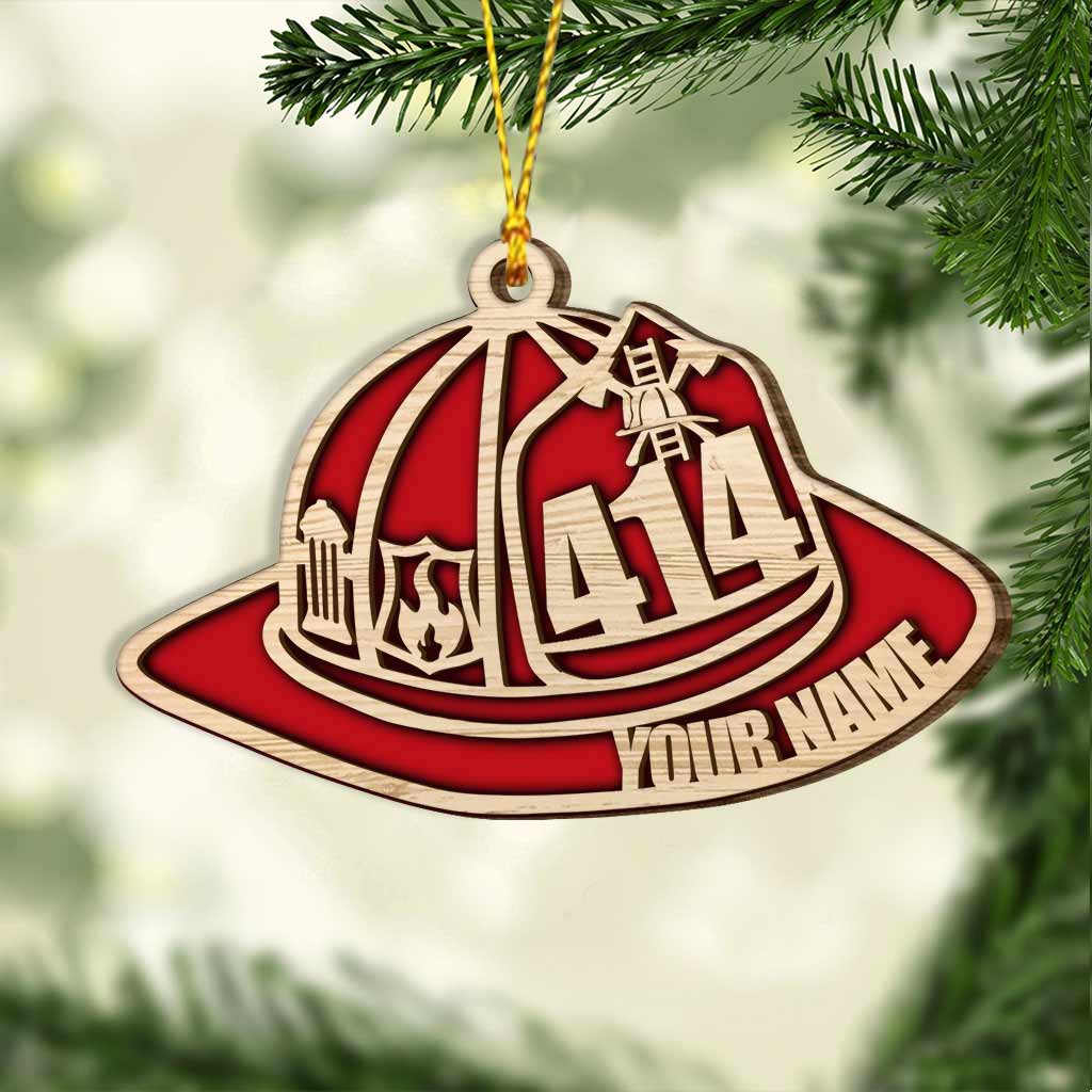 Feuerwehrhelm – Personalisierter Weihnachtsschmuck aus Holz