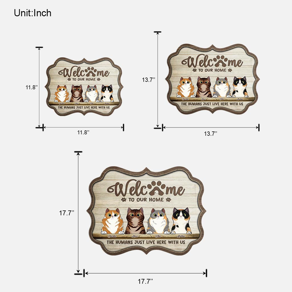 Welcome To Our Home - Personalized Cat Wood Sign