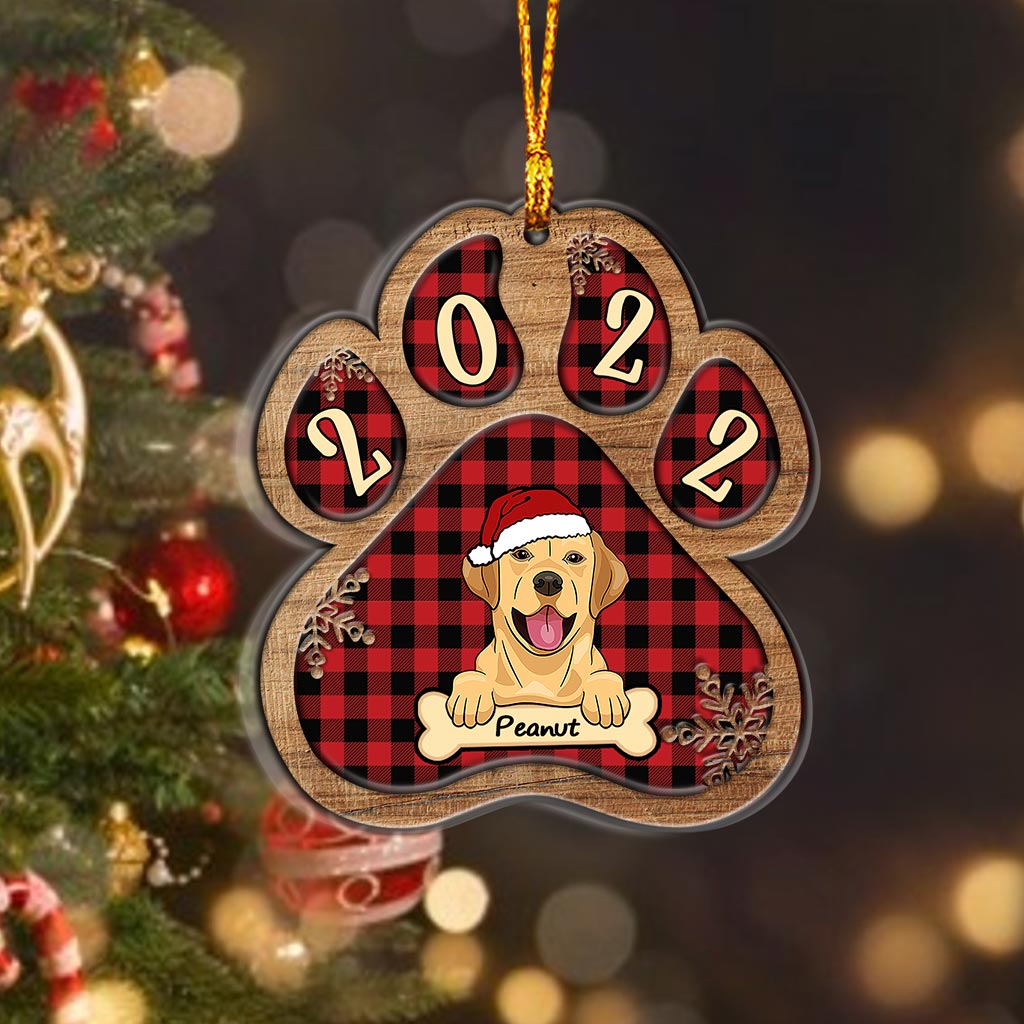 Patte de chien mignonne - Ornement de Noël personnalisé en bois superposé représentant un chien