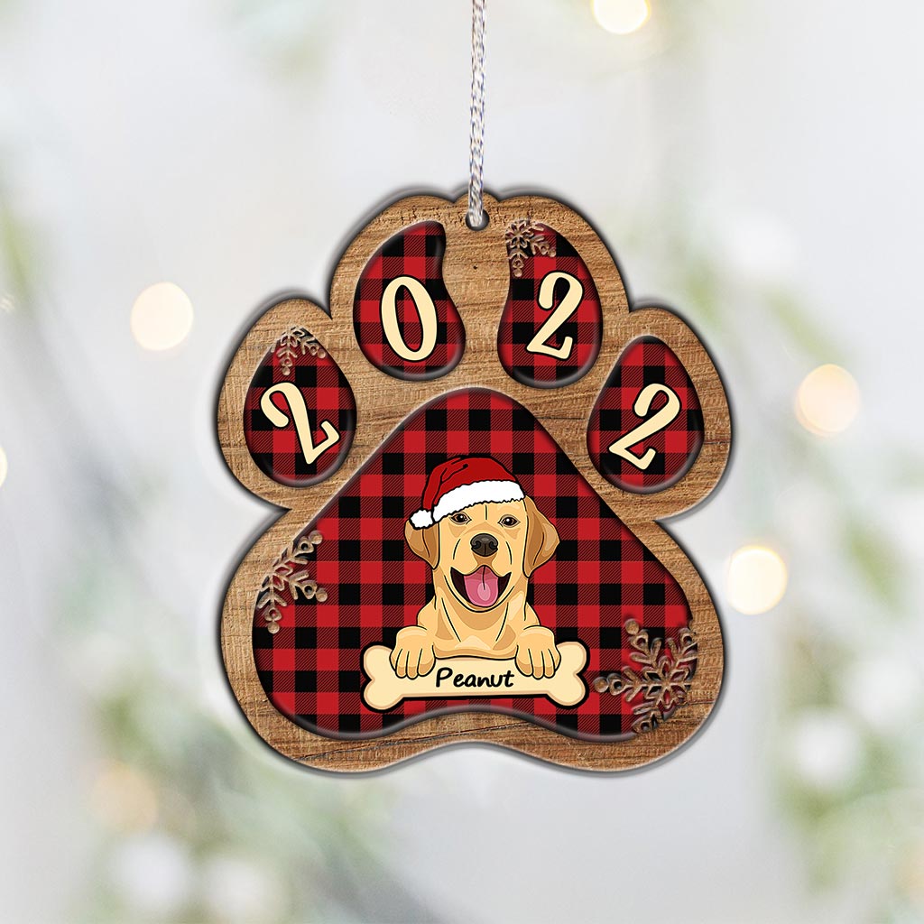 Patte de chien mignonne - Ornement de Noël personnalisé en bois superposé représentant un chien