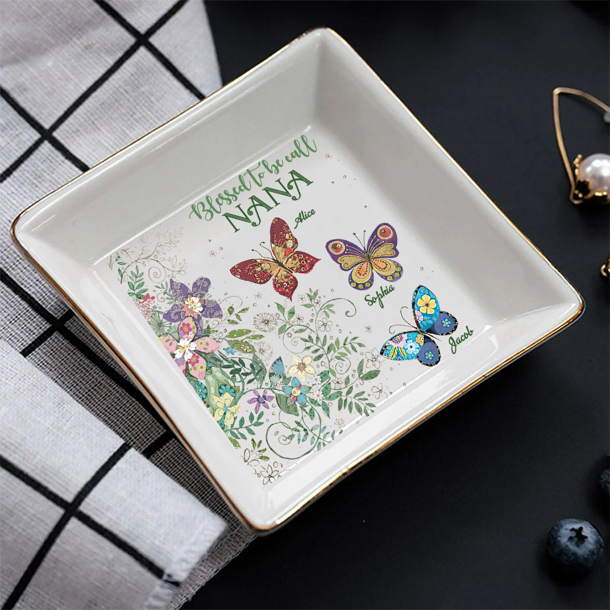 Blessed To Be Call - Personalized Mother's Day Grandma Jewelry Dish