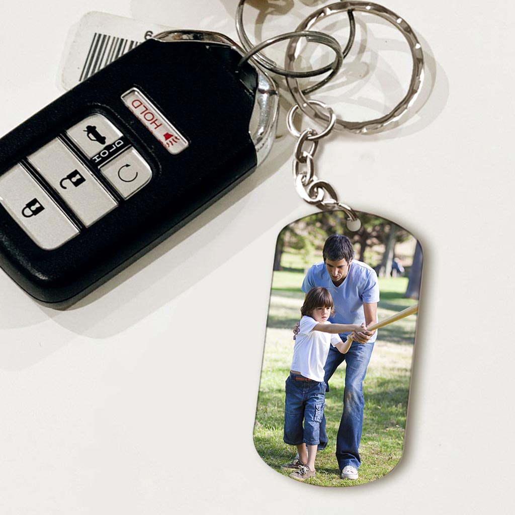 God Hit A Home Run - Personalized Father's Day Father Stainless Steel Keychain