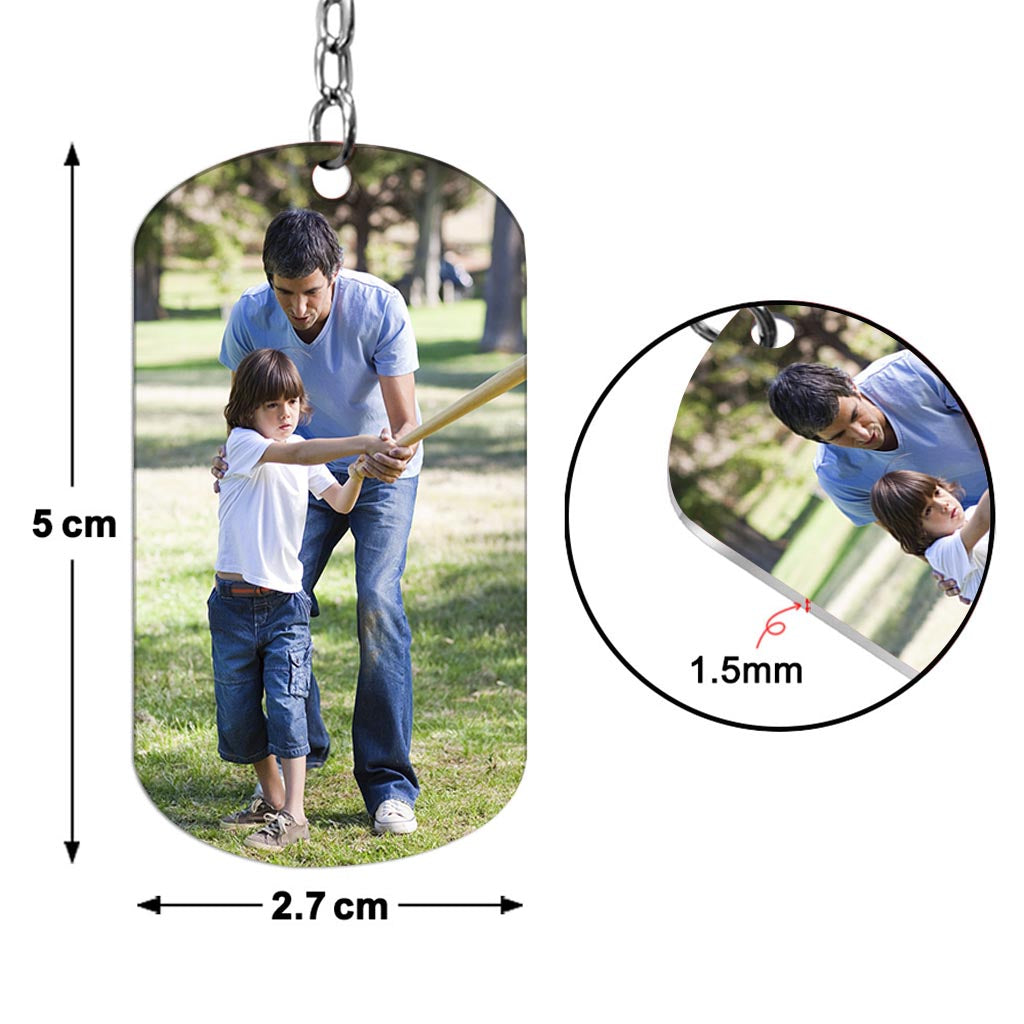 God Hit A Home Run - Personalized Father's Day Father Stainless Steel Keychain