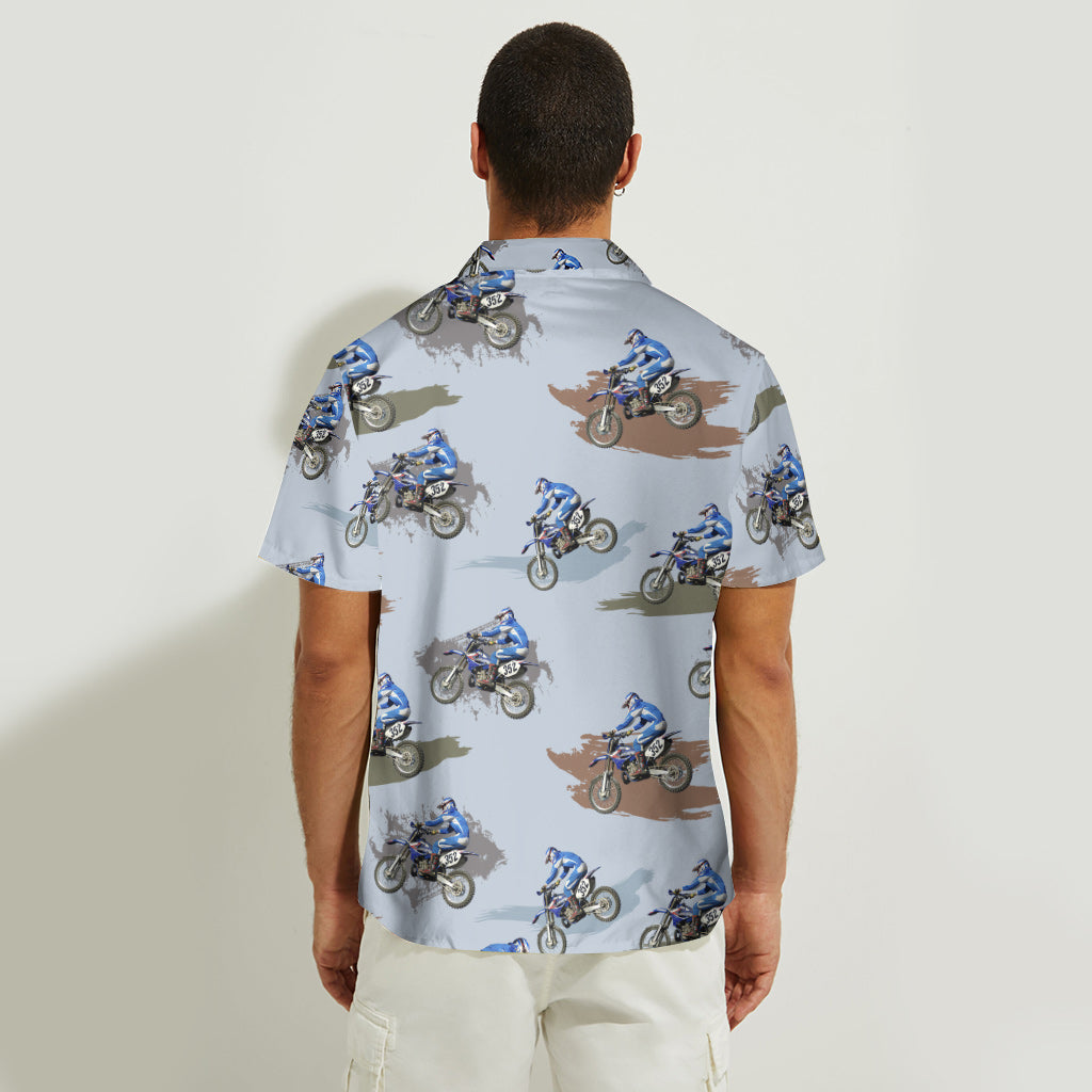 Photo de moto cross insérée - Chemise hawaïenne personnalisée pour motards cross