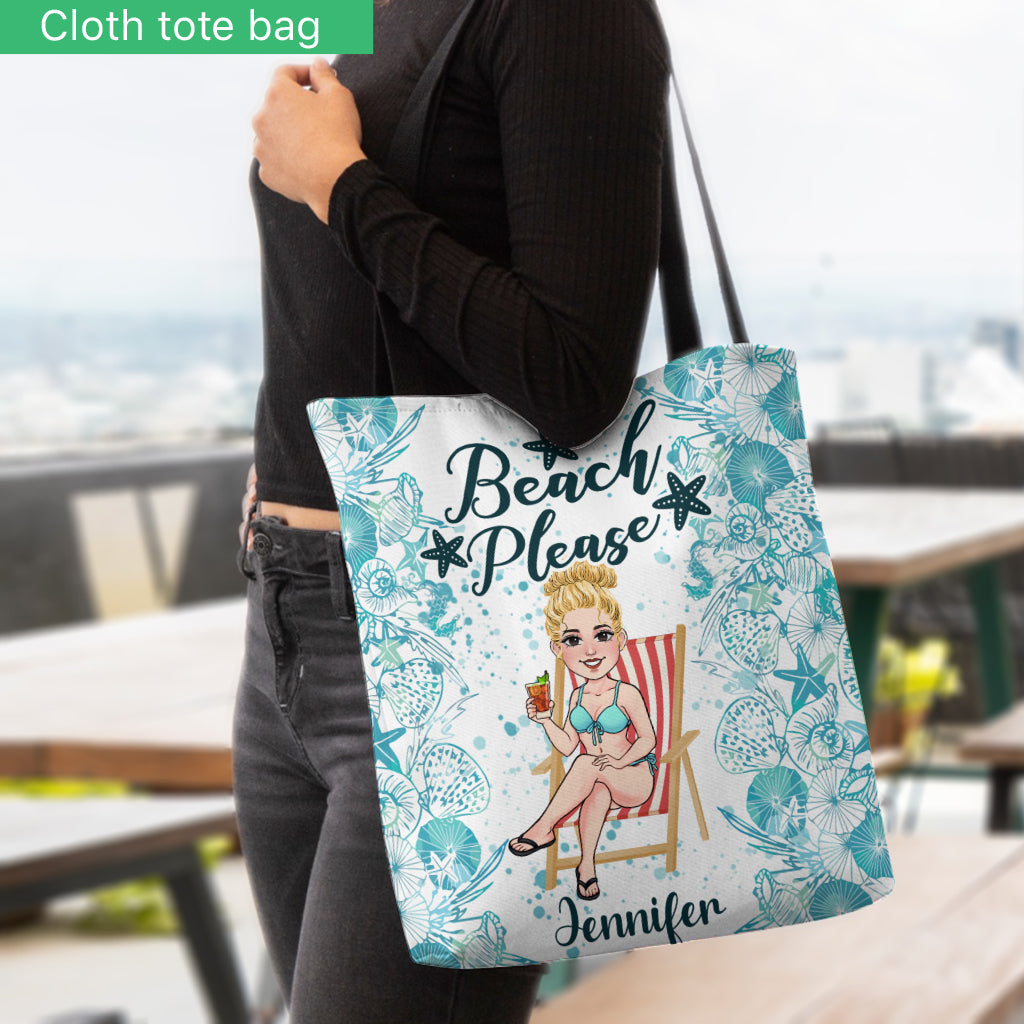 Beach Please! - Personalized Sea Lover Tote Bag