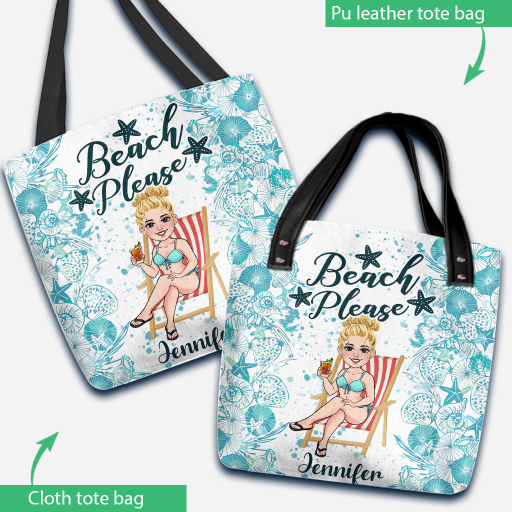 Beach Please! - Personalized Sea Lover Tote Bag