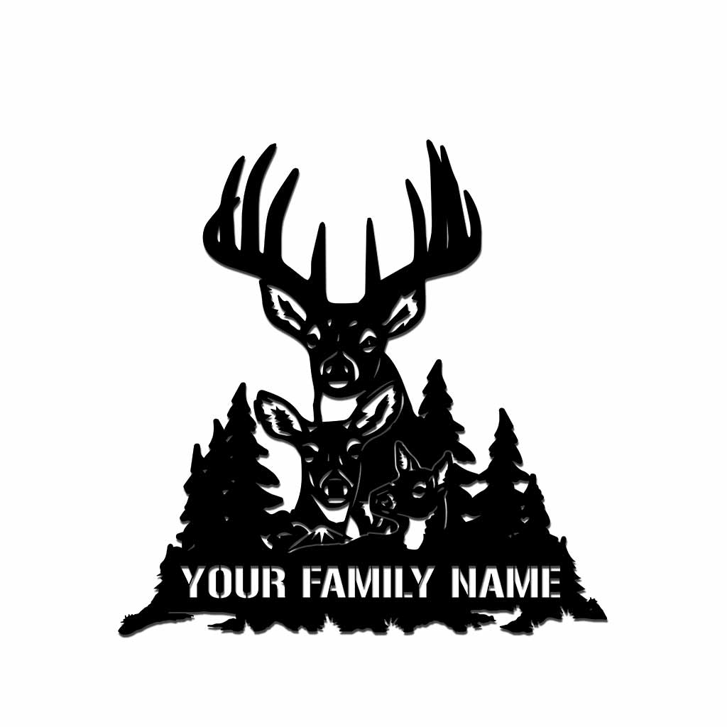 Hunting Family - Personalized Cut Metal Sign