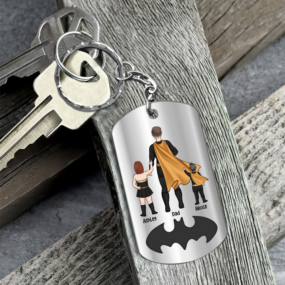 Dad To Us You Are Superhero - Personalized Father Stainless Steel Keychain