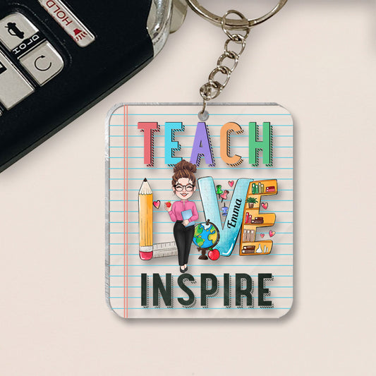 Teach Love Inspire - Personalized Teacher Transparent Keychain
