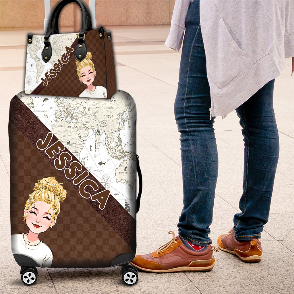 Adventure Awaits - Personalized Travelling Leather Handbag & Luggage Cover