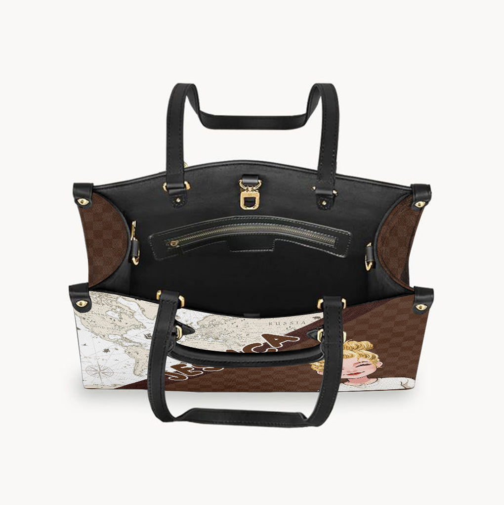 Adventure Awaits - Personalized Travelling Leather Handbag & Luggage Cover