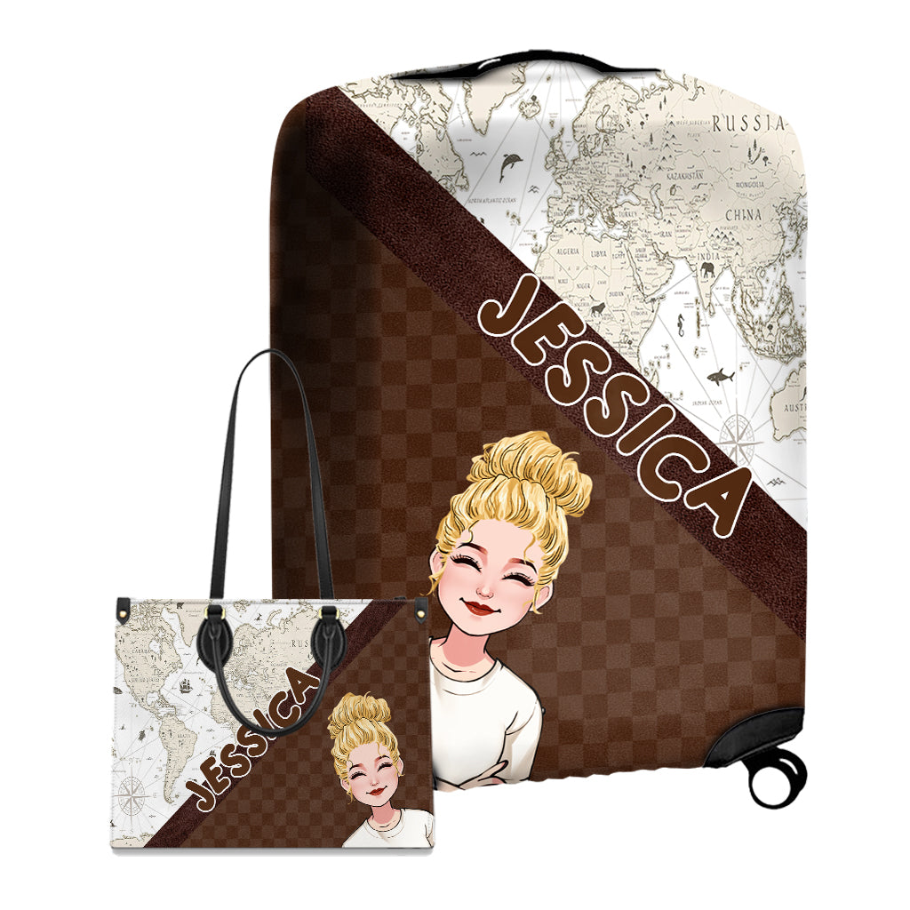 Adventure Awaits - Personalized Travelling Leather Handbag & Luggage Cover