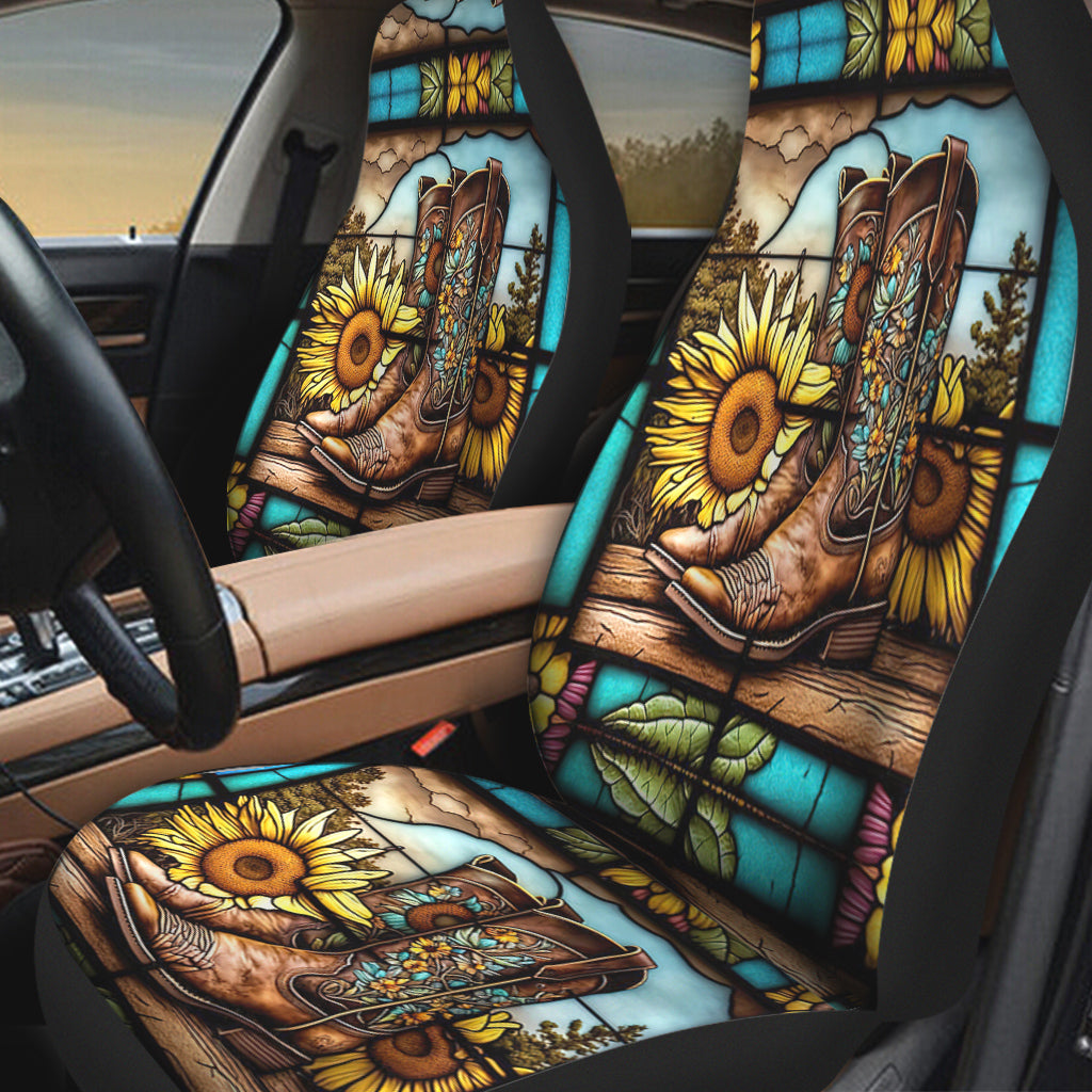 Vintage Country Boots Horses Lovers Horse Seat Covers