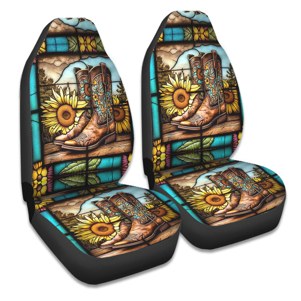 Vintage Country Boots Horses Lovers Horse Seat Covers
