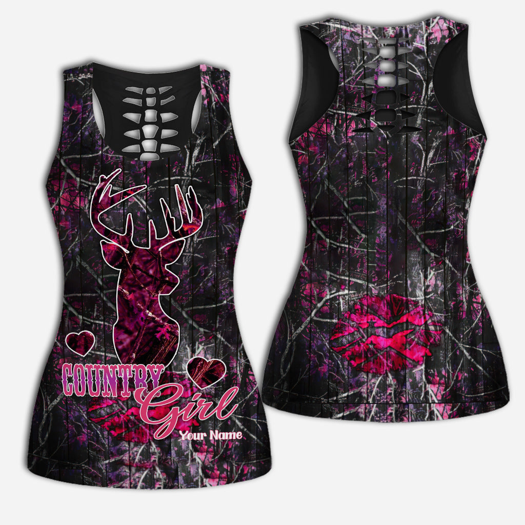 Country Girl Camo - Personalized Hunting Hollow Tank Top and Leggings