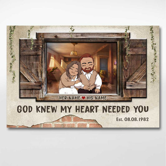 Dieu savait que mon cœur avait besoin de toi - Affiche personnalisée pour couples